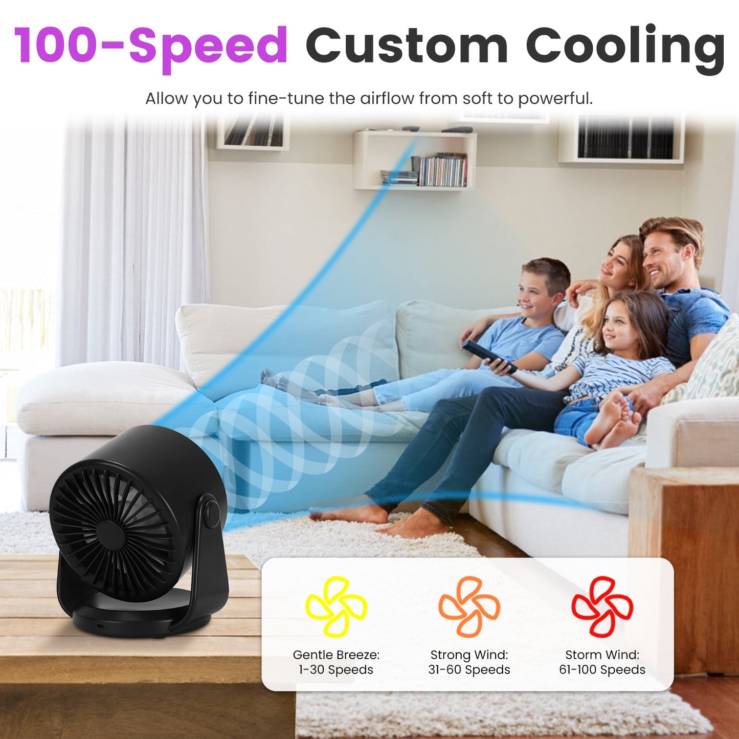 1Pc Desk Fan Battery Operated Wall Mounted Fan Rechargeable Mini Desk Fan With Tilting Angle For Home Office Travel